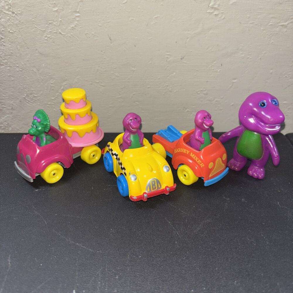 Barney Baby Bop Dinosaurs Die Cast Toy Cars Lyons Group Set of 3 Vehicle